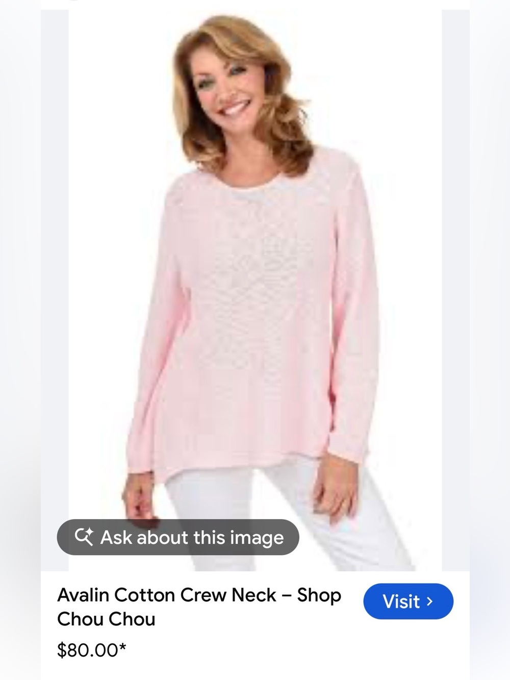 #3293**Cotton Crew Neck Sweater - Pink